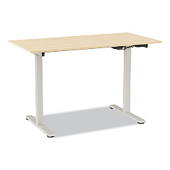 Union & Scale Essentials Electric Sit-Stand Two-Column Workstation, 47.2" x 23.6" x 28.7" to 48.4", Natural Wood/Light Gray (UOS60415CC)