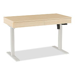 Union & Scale Essentials Deluxe Electric Sit-Stand 2-Column Workstation, 2 Desk Drawers, 47.2" x 23.6" x 29.7 to" 46.3", Natural/Light Gray (UOS60416CC)