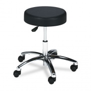 Safco Pneumatic Lab Stool, Backless, Supports Up to 250 lb, 17" to 22" Seat Height, Black Seat, Chrome Base (3431BL)