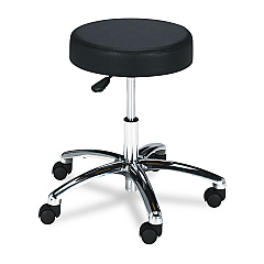 Safco Pneumatic Lab Stool, Backless, Supports Up to 250 lb, 17" to 22" Seat Height, Black Seat, Chrome Base (SAF3431BL)