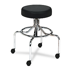 Safco Screw Lift Stool with High Base, Supports Up to 250 lb, 33" Seat Height, Black Seat, Chrome Base (SAF3433BL)