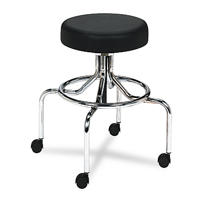 Safco Screw Lift Stool with High Base, Supports Up to 250 lb, 33" Seat Height, Black Seat, Chrome Base (SAF3433BL)