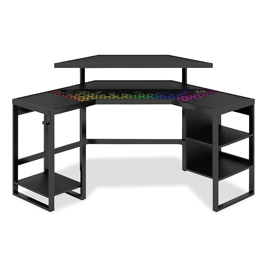 Whalen LevelUp Gear LEET Corner Gaming Desk, 53.25" x 51.75" x 36.75", Onyx (WHLLTCGD)