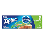 Ziploc Sandwich Seal Top Bags, XL Sandwich, 8" x 7", Clear, 30/Box (SJN315880)