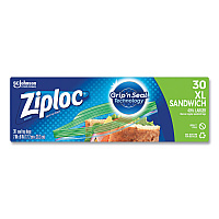 Ziploc Sandwich Seal Top Bags, XL Sandwich, 8" x 7", Clear, 30/Box (SJN315880)