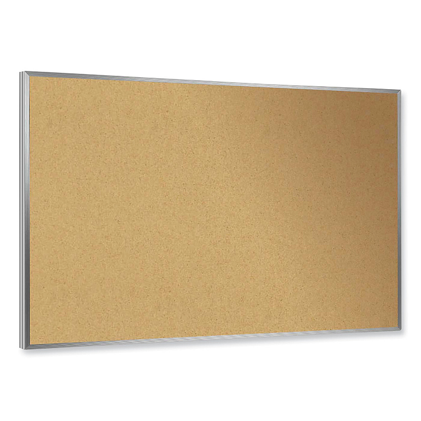 Ghent Aluminum-Frame Natural Corkboard, 24 x 18, Tan Surface, Satin Aluminum Frame (GHE13181)