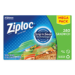 Ziploc Sandwich Seal Top Bags, 6.5" x 5.88", Clear, 280/Box (SJN315886)