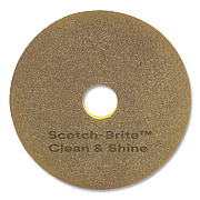 Scotch-Brite Clean and Shine Pad, 16" Diameter, Brown/Yellow, 5/Carton (09545)