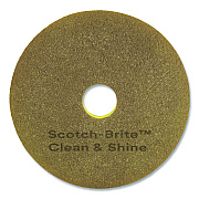 Scotch-Brite Clean and Shine Floor Pad, 12" Diameter, Brown/Yellow, 5/Carton (MMMCS12)
