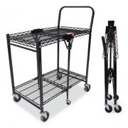Bostitch Stowaway Folding Carts, Metal, 2 Shelves, 250 lb Capacity, 29.63" x 37.25" x 18", Black (BSACSMBLK)