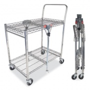 Bostitch Stowaway Folding Carts, Metal, 2 Shelves, 250 lb Capacity, 29.63" x 37.25" x 18", Chrome (BSACSMCR)