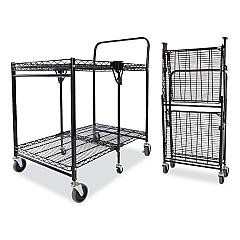 Bostitch Stowaway Folding Carts, Metal, 2 Shelves, 250 lb Capacity, 35" x 37.25" x 22", Black (BOSBSACLGBLK)