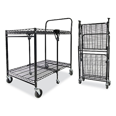 Bostitch Stowaway Folding Carts, Metal, 2 Shelves, 250 lb Capacity, 35" x 37.25" x 22", Black (BOSBSACLGBLK)