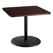 NPS Cafe Table, 36w x 36d x 30h, Square Top/Round Base, Mahogany Top, Black Base (NPSCT33636RD1MY)