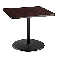 NPS Cafe Table, 36w x 36d x 30h, Square Top/Round Base, Mahogany Top, Black Base (NPSCT33636RD1MY)