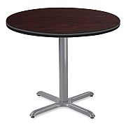 NPS Cafe Table, 36" Diameter x 30h, Round Top/X-Base, Mahogany Top, Gray Base (NPSCG13636XD1MY)