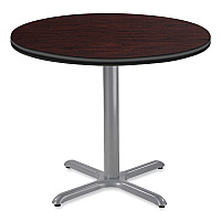 NPS Cafe Table, 36" Diameter x 30h, Round Top/X-Base, Mahogany Top, Gray Base (NPSCG13636XD1MY)