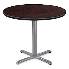 NPS Cafe Table, 36" Diameter x 30h, Round Top/X-Base, Mahogany Top, Gray Base (NPSCG13636XD1MY)