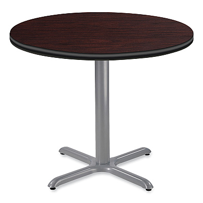 NPS Cafe Table, 36" Diameter x 30h, Round Top/X-Base, Mahogany Top, Gray Base (NPSCG13636XD1MY)