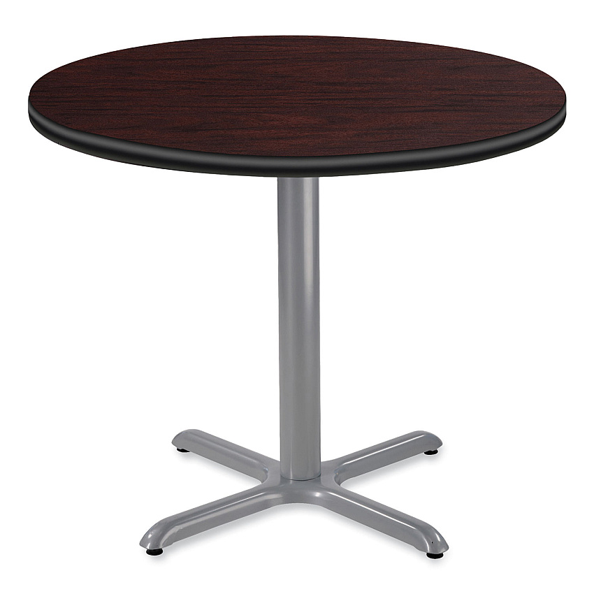 NPS Cafe Table, 36" Diameter x 30h, Round Top/X-Base, Mahogany Top, Gray Base (NPSCG13636XD1MY)