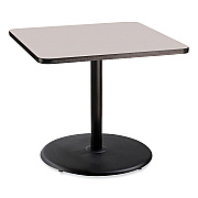 NPS Cafe Table, 36w x 36d x 30h, Square Top/Round Base, Gray Nebula Top, Black Base (NPSCT33636RD1GY)