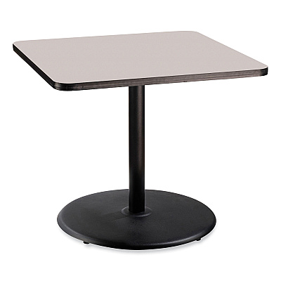NPS Cafe Table, 36w x 36d x 30h, Square Top/Round Base, Gray Nebula Top, Black Base (NPSCT33636RD1GY)