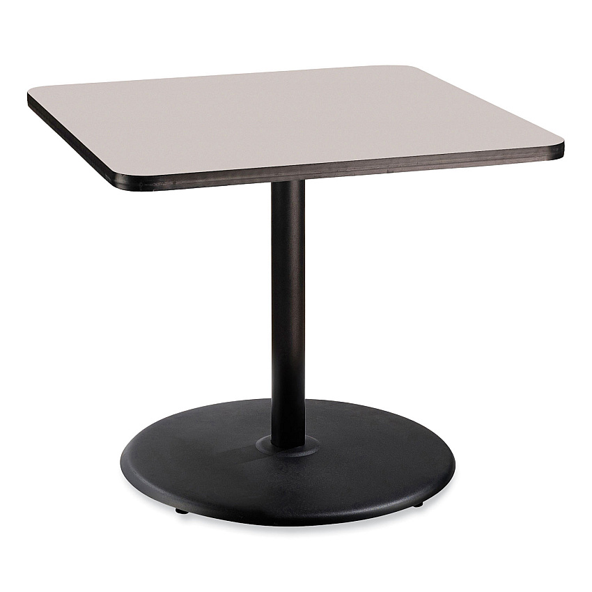 NPS Cafe Table, 36w x 36d x 30h, Square Top/Round Base, Gray Nebula Top, Black Base (NPSCT33636RD1GY)