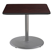 NPS Cafe Table, 36w x 36d x 30h, Square Top/Round Base, Mahogany Top, Gray Base (NPSCG33636RD1MY)