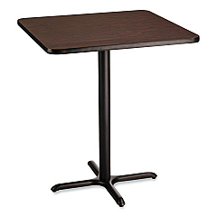 NPS Cafe Table, 36w x 36d x 42h, Square Top/X-Base, Mahogany Top, Black Base (NPSCT33636XB1MY)