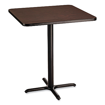 NPS Cafe Table, 36w x 36d x 42h, Square Top/X-Base, Mahogany Top, Black Base (NPSCT33636XB1MY)