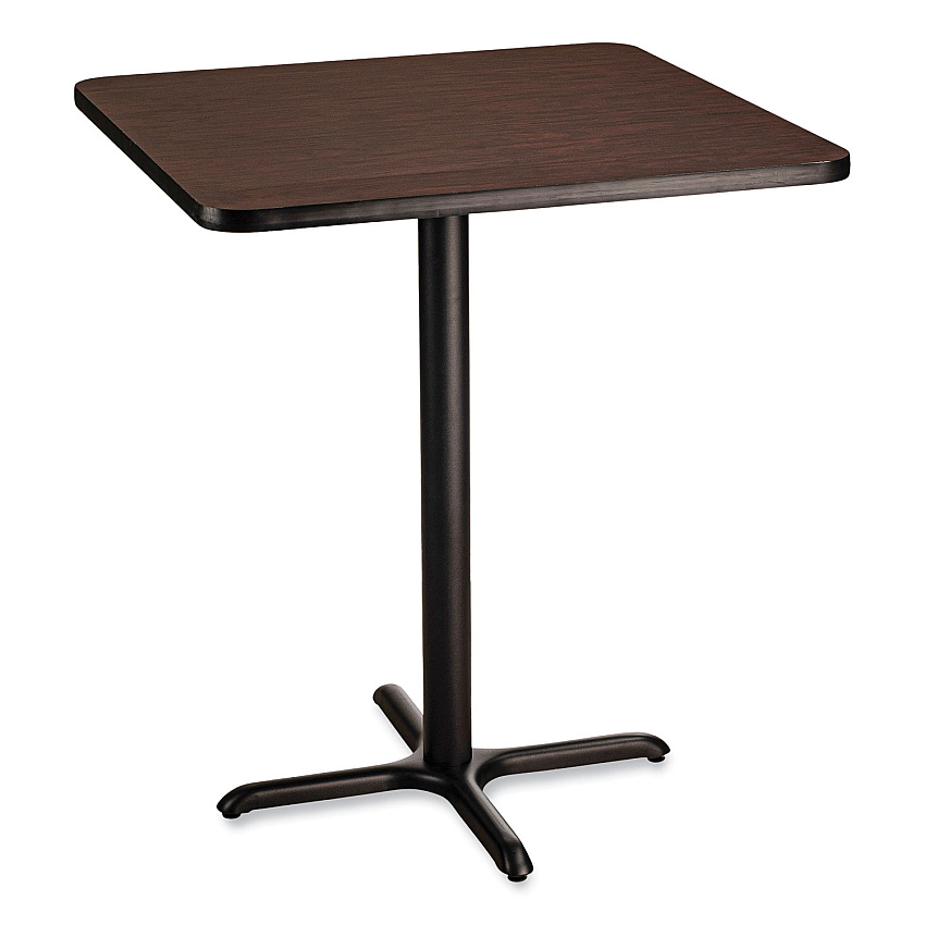 NPS Cafe Table, 36w x 36d x 42h, Square Top/X-Base, Mahogany Top, Black Base (NPSCT33636XB1MY)
