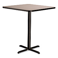 NPS Cafe Table, 36w x 36d x 30h, Square Top/X-Base, Gray Nebula Top, Black Base (NPSCT33636XD1GY)