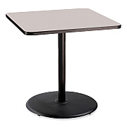NPS Cafe Table, 36w x 36d x 36h, Square Top/Round Base, Gray Nebula Top, Black Base (NPSCT33636RC1GY)