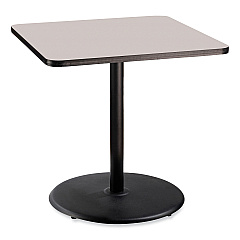 NPS Cafe Table, 36w x 36d x 36h, Square Top/Round Base, Gray Nebula Top, Black Base (NPSCT33636RC1GY)