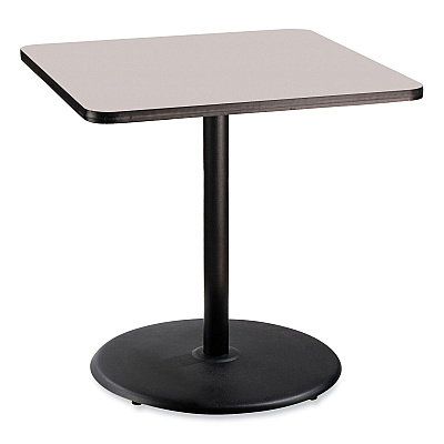 NPS Cafe Table, 36w x 36d x 36h, Square Top/Round Base, Gray Nebula Top, Black Base (NPSCT33636RC1GY)