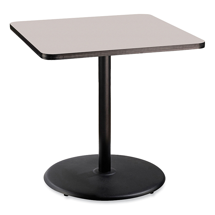 NPS Cafe Table, 36w x 36d x 36h, Square Top/Round Base, Gray Nebula Top, Black Base (NPSCT33636RC1GY)