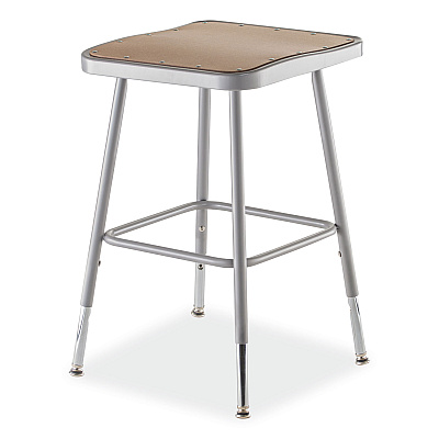 NPS 6300 Series Height Adjustable HD Square Seat Stool, Backless, Supports Up to 500 lb, 18" to 26" Seat Height, Brown/Gray (NPS6318H)