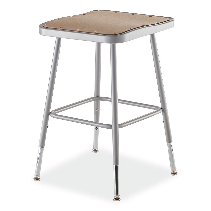 NPS 6300 Series Height Adjustable HD Square Seat Stool, Backless, Supports Up to 500 lb, 18" to 26" Seat Height, Brown/Gray (NPS6318H)