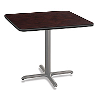 NPS Cafe Table, 36w x 36d x 30h, Square Top/X-Base, Mahogany Top, Gray Base (NPSCG33636XD1MY)