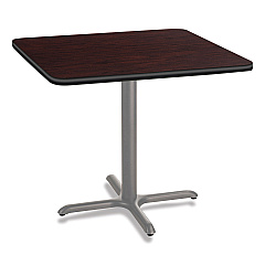 NPS Cafe Table, 36w x 36d x 30h, Square Top/X-Base, Mahogany Top, Gray Base (NPSCG33636XD1MY)