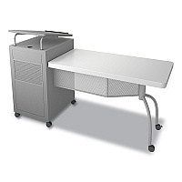 Oklahoma Sound Edupod Teacher's Desk and Lectern Combo, 24" x 68" x 45", Gray Hammer Tone (NPSEDPD)