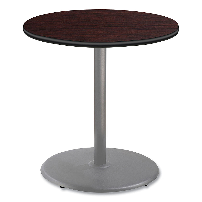 NPS Cafe Table, 36" Diameter x 36h, Round Top/Base, Mahogany Top, Gray Base (NPSCG13636RC1MY)