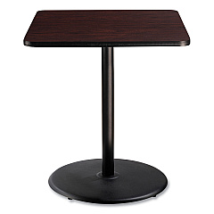 NPS Cafe Table, 36w x 36d x 42h, Square Top/Round Base, Mahogany Top, Black Base (NPSCT33636RB1MY)