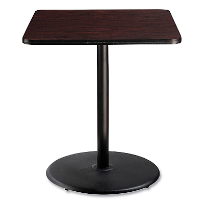 NPS Cafe Table, 36w x 36d x 42h, Square Top/Round Base, Mahogany Top, Black Base (NPSCT33636RB1MY)