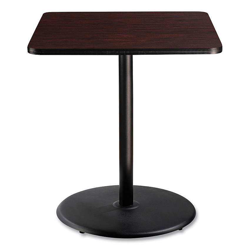 NPS Cafe Table, 36w x 36d x 42h, Square Top/Round Base, Mahogany Top, Black Base (NPSCT33636RB1MY)