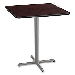 NPS Cafe Table, 36w x 36d x 42h, Square Top/X-Base, Mahogany Top, Gray Base (NPSCG33636XB1MY)