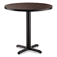 NPS Cafe Table, 36" Diameter x 30h, Round Top/X-Base, Mahogany Top, Black Base (NPSCT13636XD1MY)