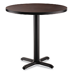 NPS Cafe Table, 36" Diameter x 30h, Round Top/X-Base, Mahogany Top, Black Base (NPSCT13636XD1MY)