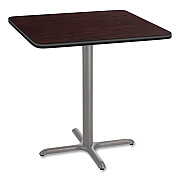 NPS Cafe Table, 36w x 36d x 36h, Square Top/X-Base, Mahogany Top, Gray Base (NPSCG33636XC1MY)