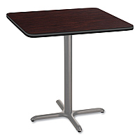NPS Cafe Table, 36w x 36d x 36h, Square Top/X-Base, Mahogany Top, Gray Base (NPSCG33636XC1MY)